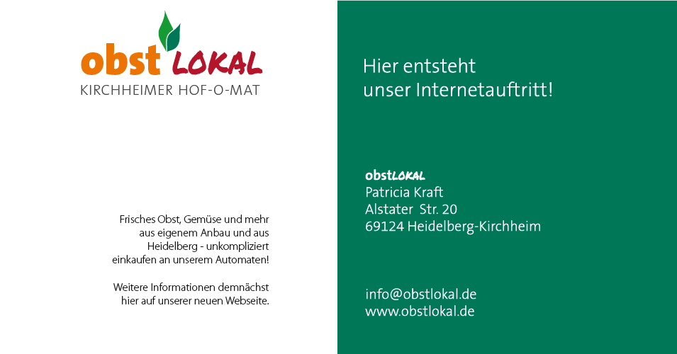 Obstlokal Ankündigung der Webseite